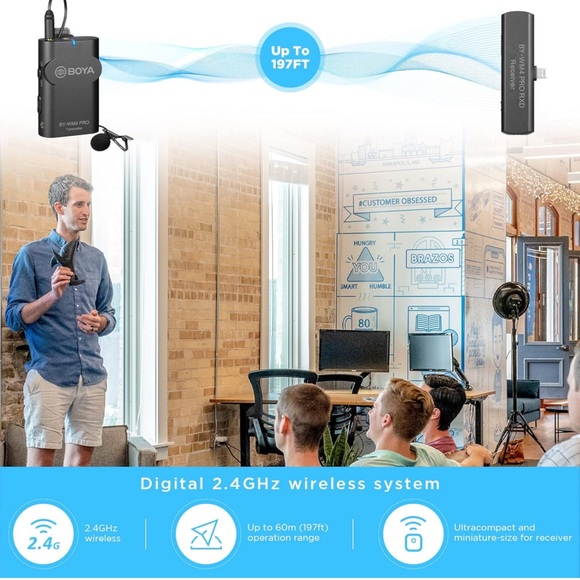BOYA Wireless Lavalier Microphone iPhone iPad iOS Lapel Clip On Cordless Lav SM2 - Picture 7 of 7